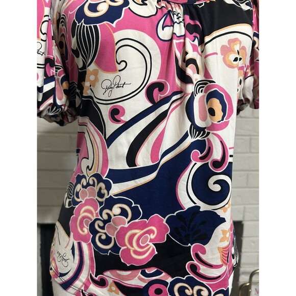 Women’s Medium Baby Phat Blouse Top Colorful Blouse With Puff Sleeves - Picture 4 of 6